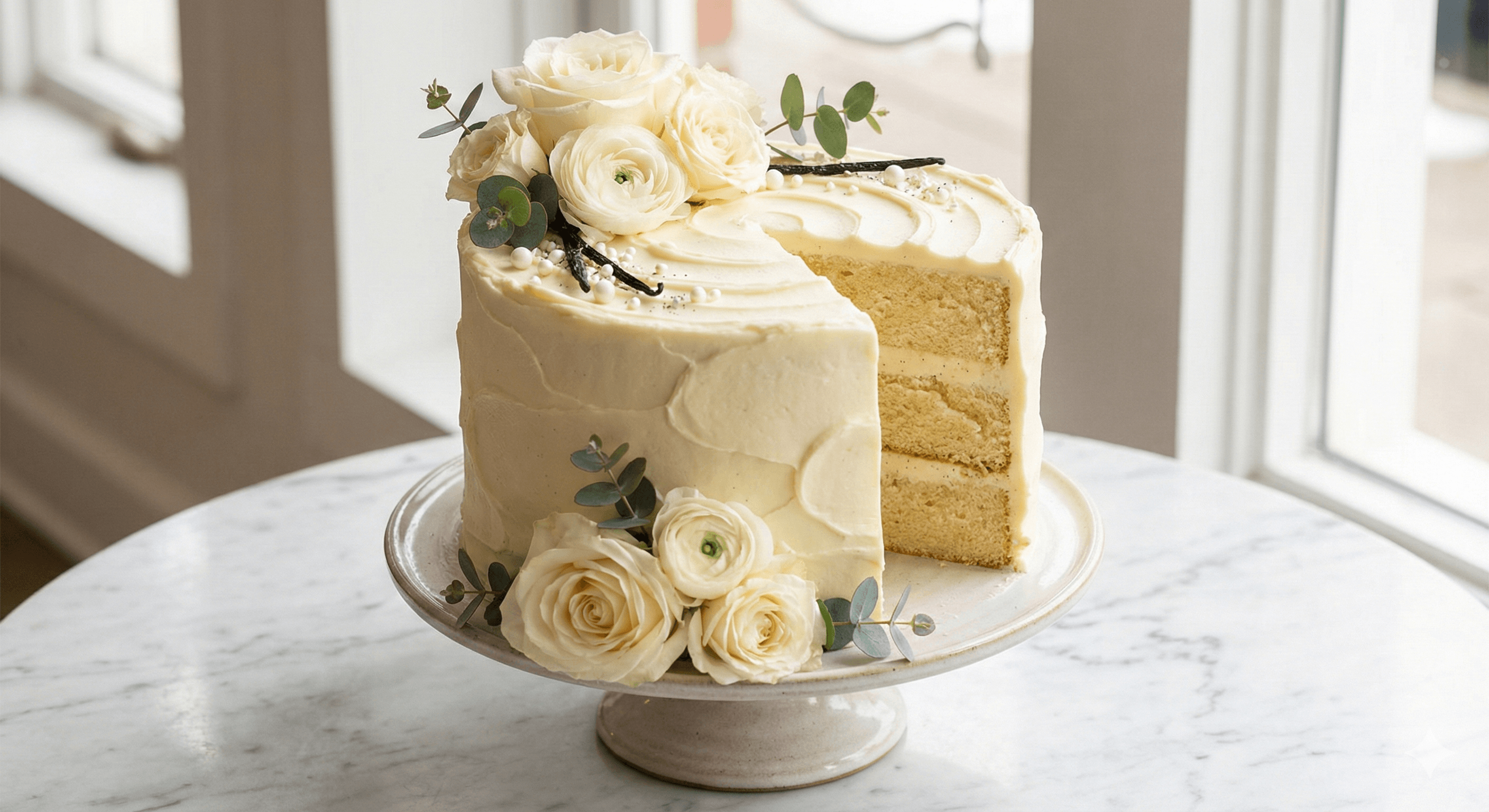 Classic vanilla dream cake with buttercream frosting