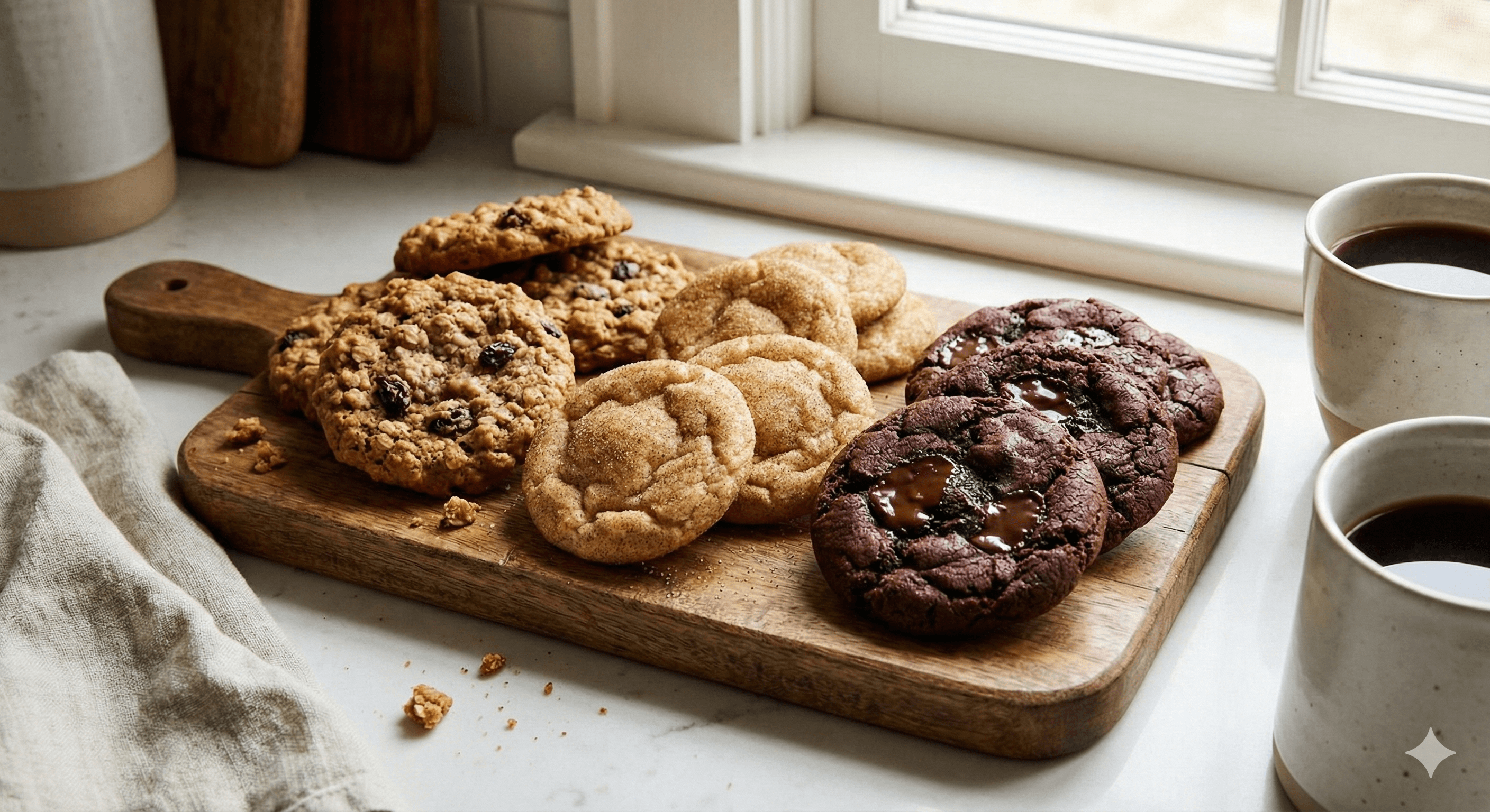 Earl grey and honey cookies with tea leaves garnish